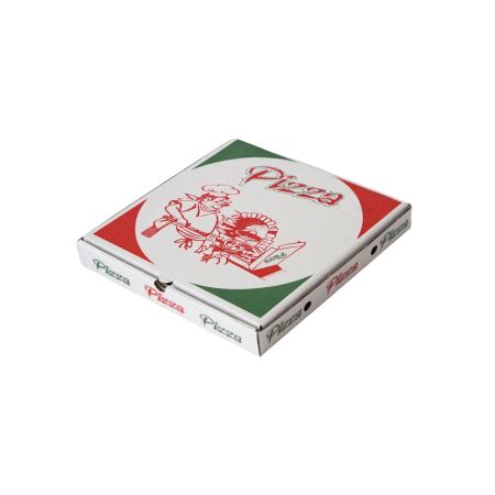 PIZZAESKE 32CM, HVIT/GRØNN 50STK